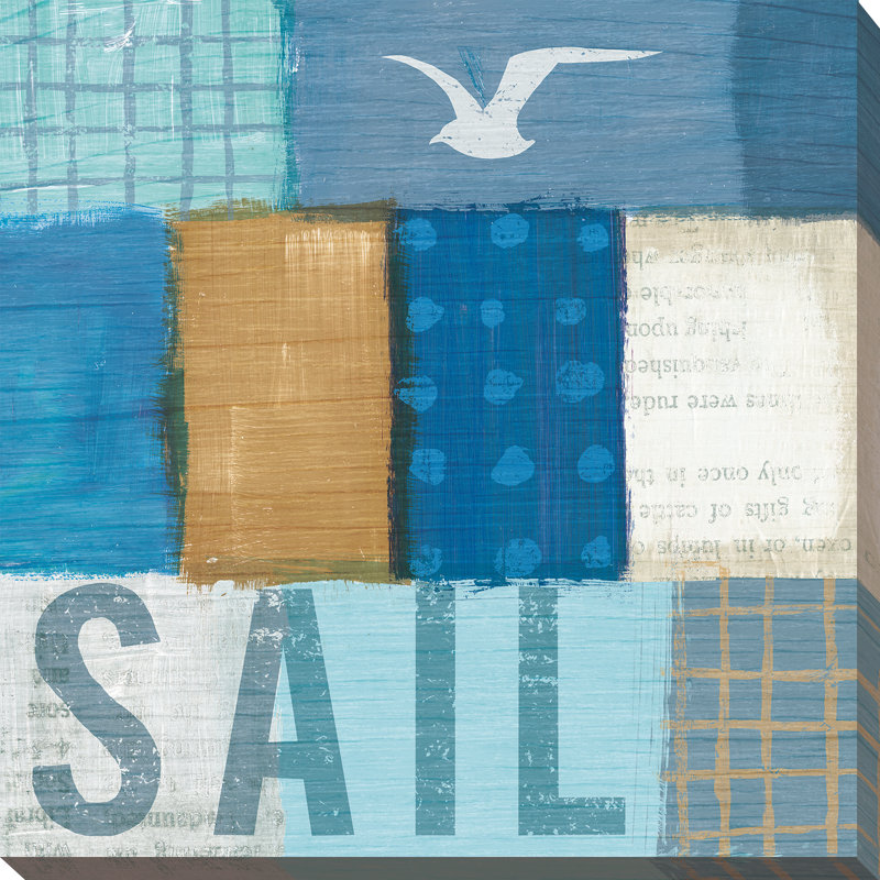 «Beachscape Collage V», art textuel, H 18" x l 18" x P 1", Toile tendue