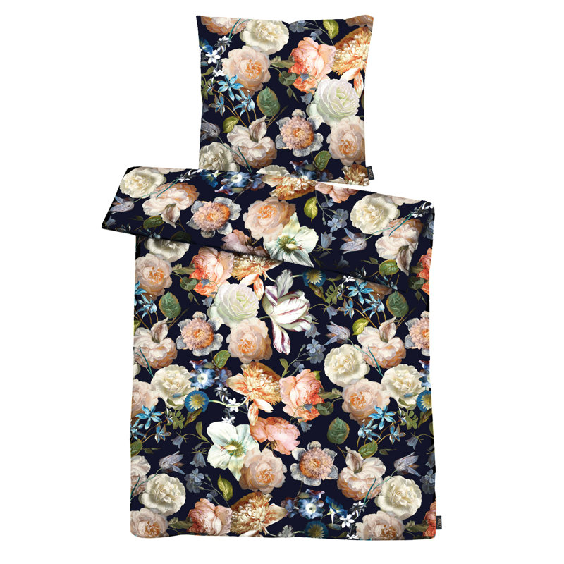 Coloured Nights Floral Duvet Cover Set with Pillowcases, Single - 1 Pillowcase (80 x 80 cm)