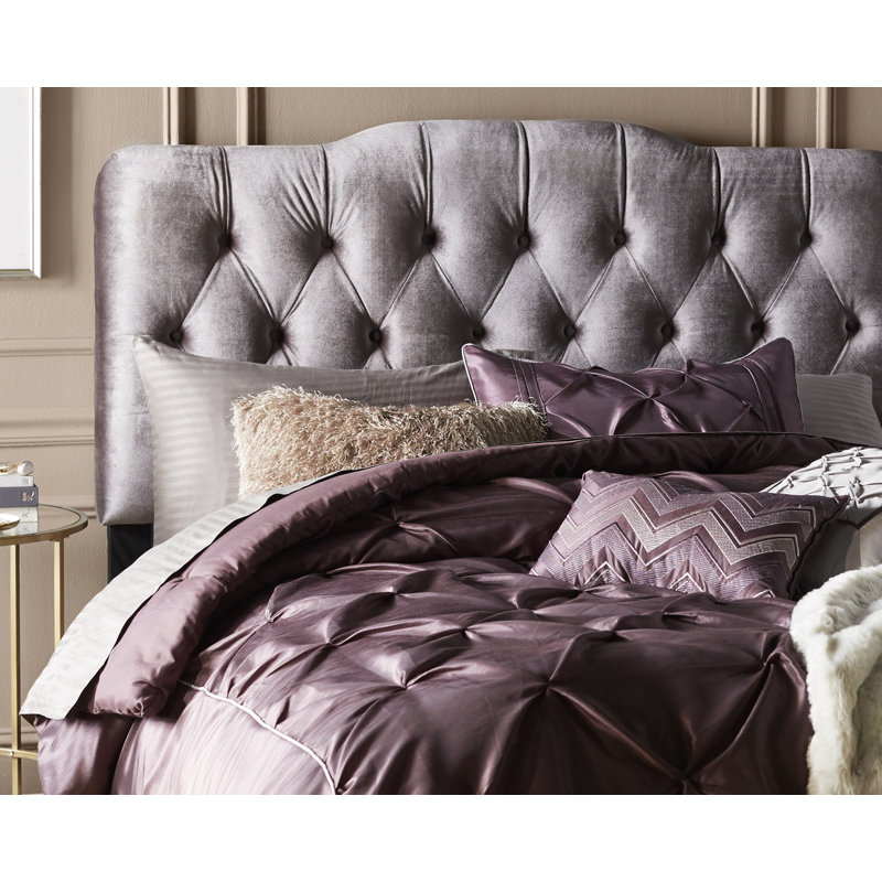 Laurel 7 Piece Tufted Comforter Set, Plum, Queen Comforter + 1 Bed Skirt + 2 Shams + 3 Decora