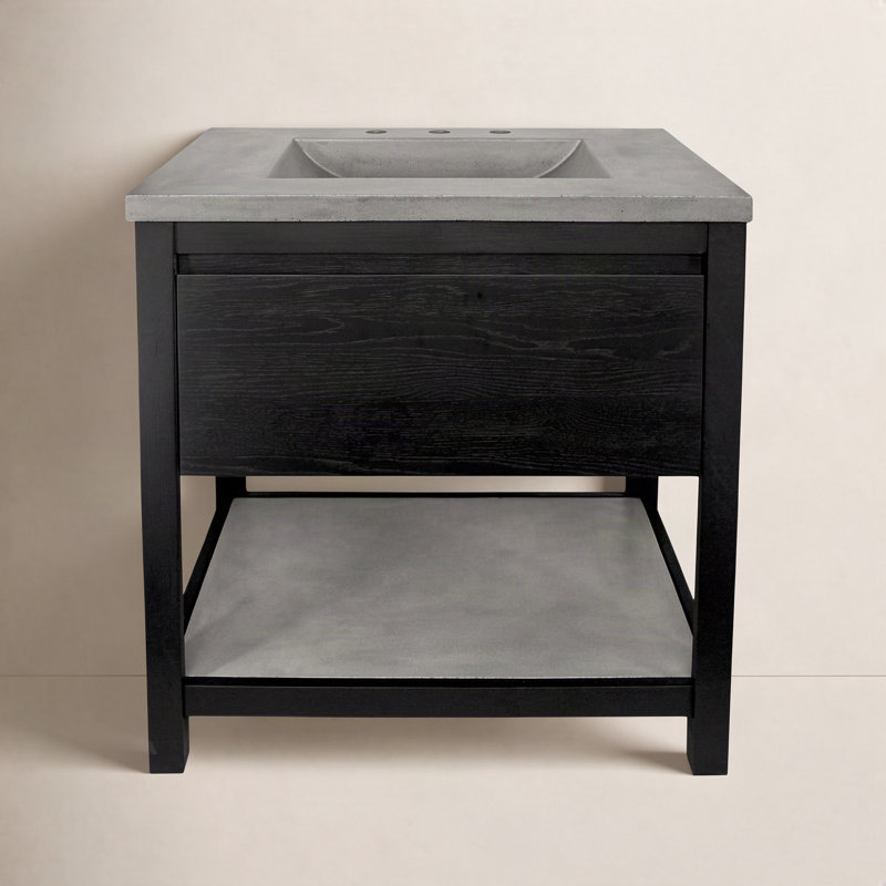 Solace 30.5" Single Bathroom Vanity Set, Midnight Oak, Ash, Ash