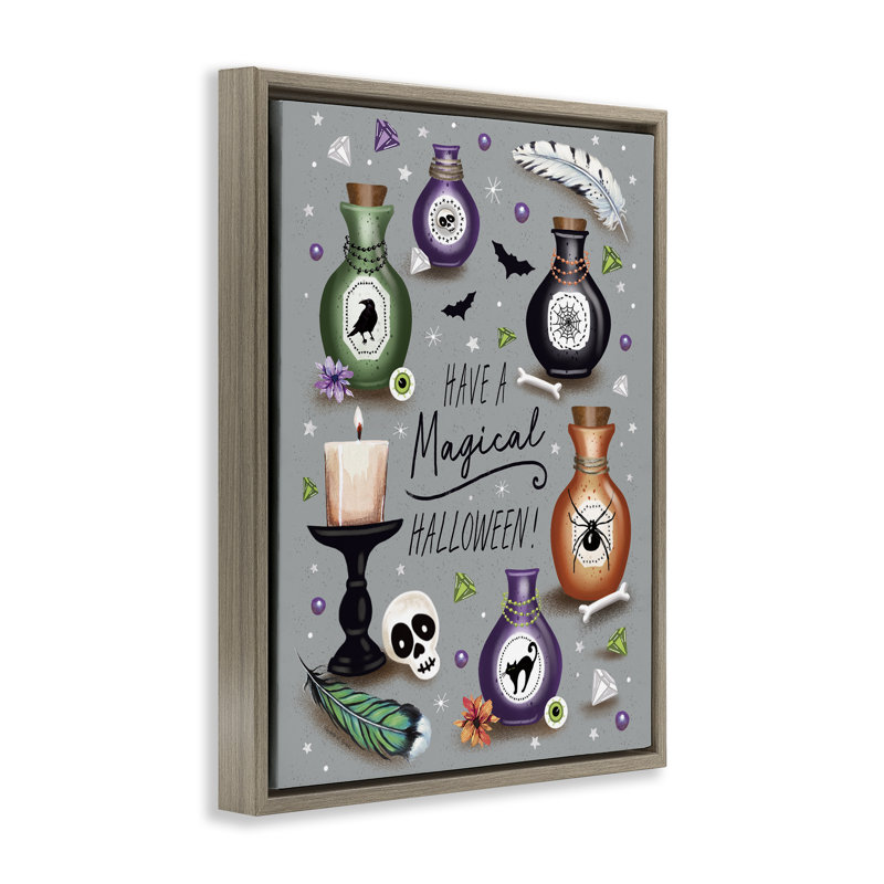 Cadre flottant Magical Halloween Potions, design par Elizabeth Tyndall, H 21 po x l 17 po, Cadre flottant orme Montalcino