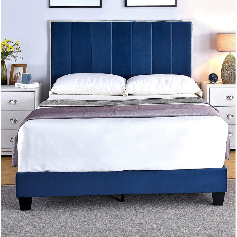 Kolin Upholstered Standard Bed, Space Blue, Queen