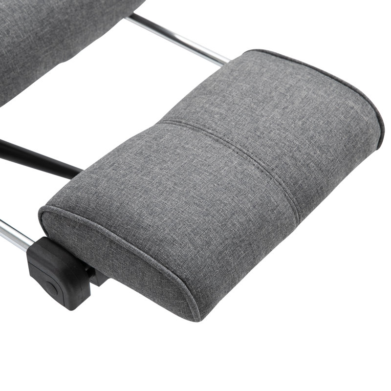 Gray High Back Swivel Fabric Task Chair with Headrest