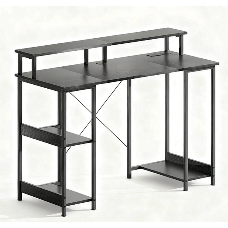 Table d'ordinateur réversible avec prises de courant et lumières DEL, pour la maison et le bureau