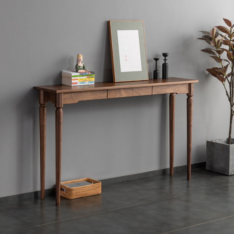 Console de style chinois moderne et classique, Noyer, H 33,5 po x l 55,1 po x P 13,8 po