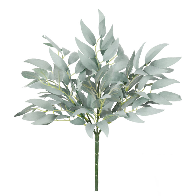 Branche de feuille de saule artificielle 14 po, Vert givré