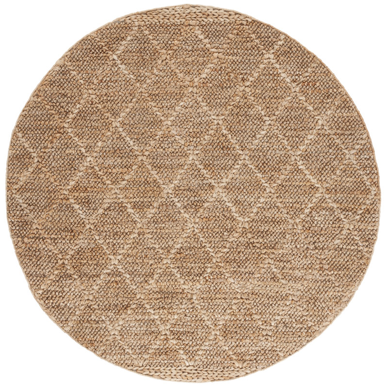 Tapis de couleur unie en jute / coton / laine Kieisha, Rond 6 pi
