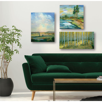 « serene landscape », ensemble de 3 reproductions sur toiles