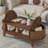 46.45" Oval Shaped Coffee Table With Storage, Fluted Accent Table For Living Room-1828135856