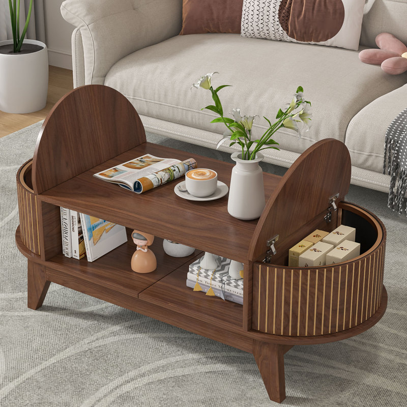 46.45" Oval Coffee Table with Storage for Living Room
