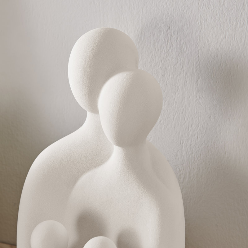 Cream Ceramic Abstract Family Sculpture Set, 10" Tall