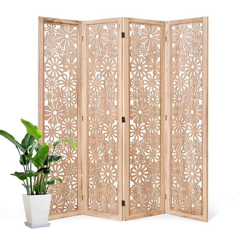 Cloison pliante 67 po, 4, Bois naturel