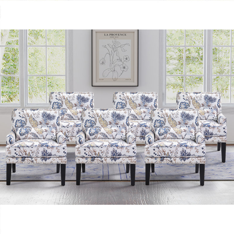 Fauteuil Marchan 28,7 po Marchan, Motif floral bleu