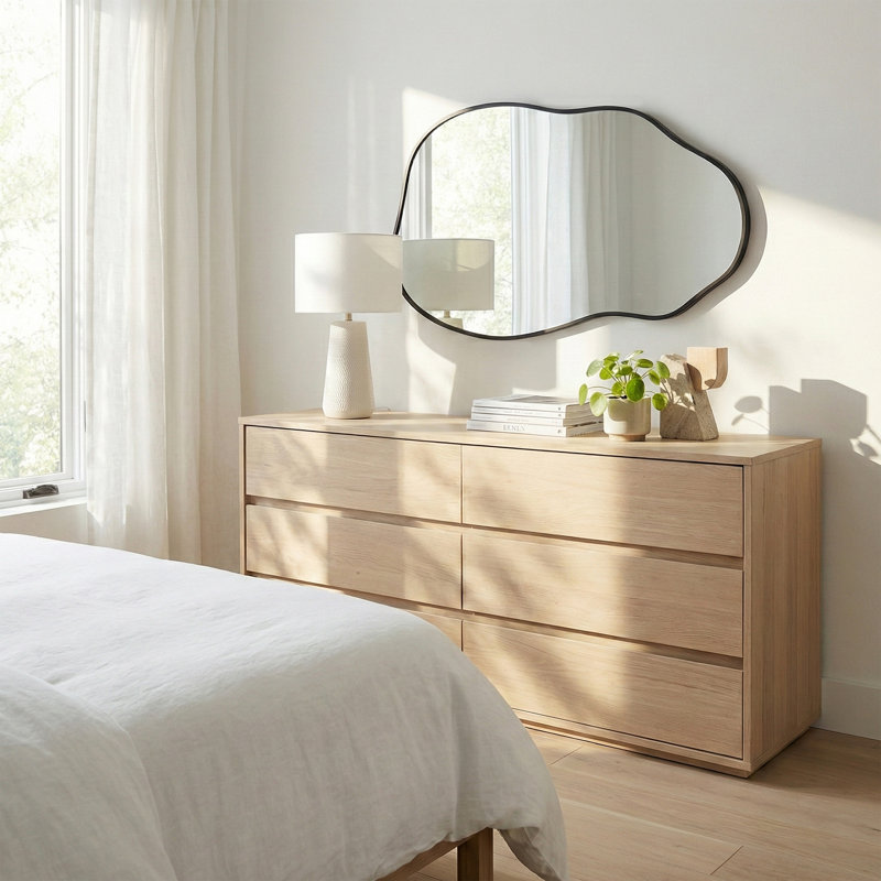 Miroir mural moderne pour salle de bain, 36 po x 20 po, Noir mat