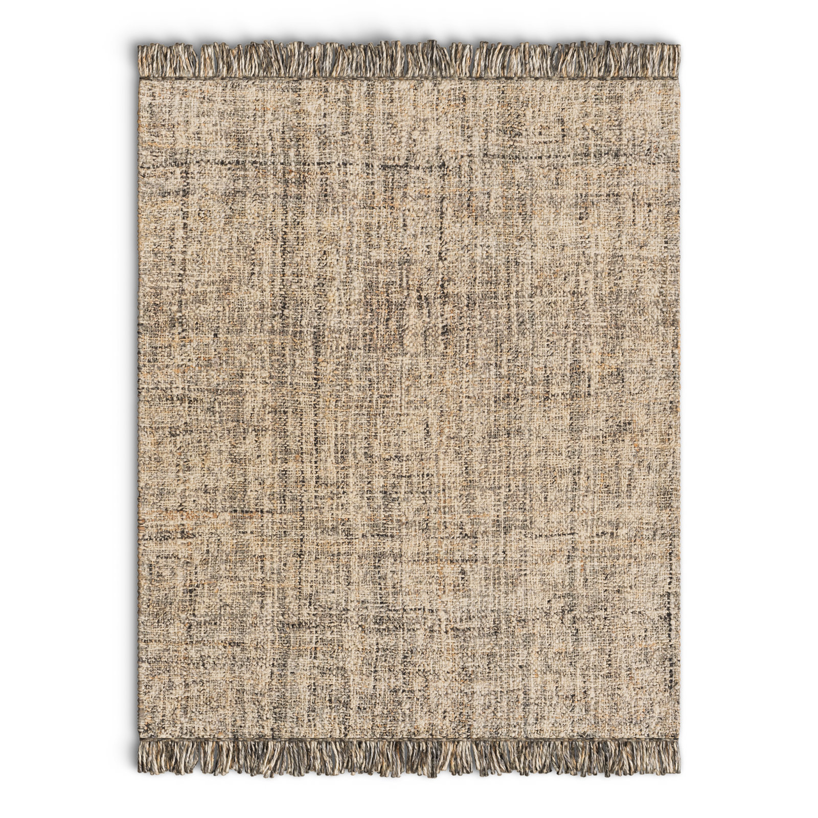 Bedivere Gray Beige Hand-Woven Jute Rug, Rectangle 8'10" x 12'