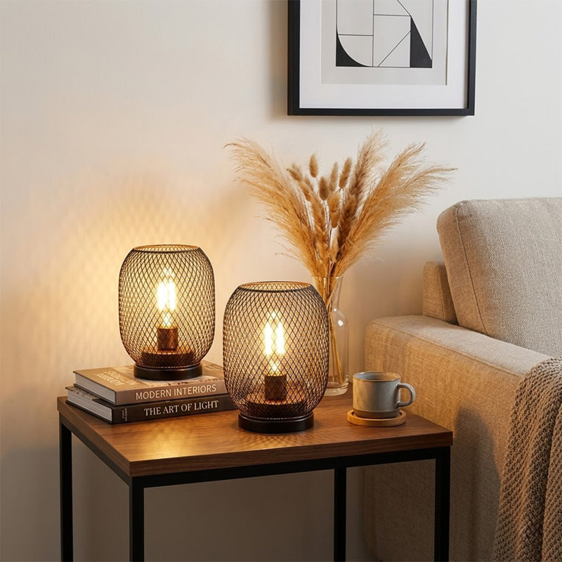 2 Set of 6.5'' High Metal Cage LED Lantern