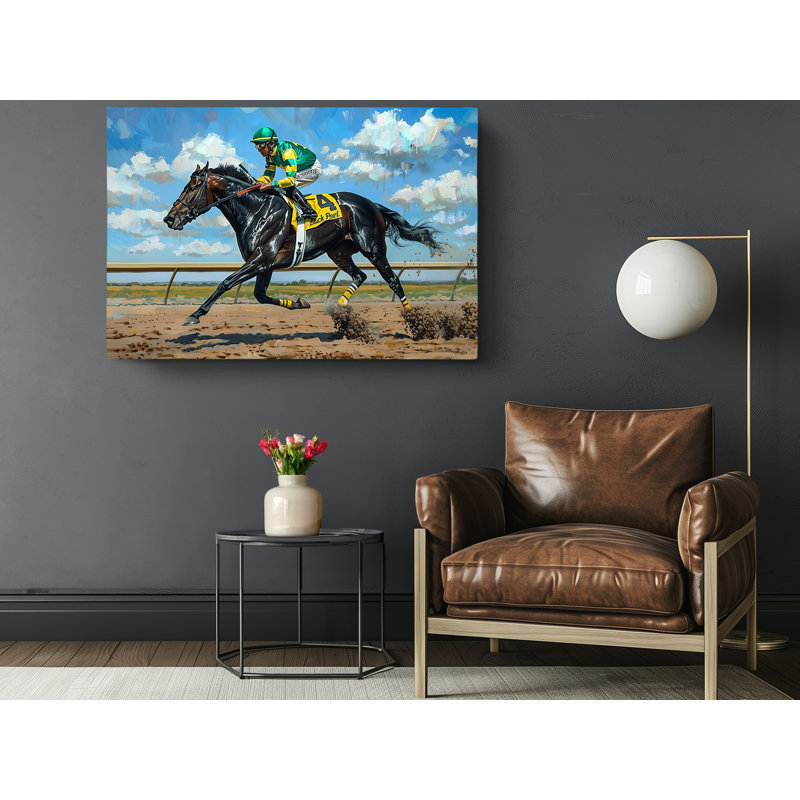 Reproduction de peinture, "Jockey Riding a Horse", art mural moderne pour la maison et le bureau, H 24 po x l 36 po