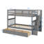 Twin-Over-Twin Bunk Bed With Steps & Three Drawers For Storage, Hardwood Stairway Style Bunk Bed-1080587191