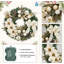 Couronne de Noël pré-éclairée pour porte d'entrée, couronne lumineuse de 24 po avec boules de Noël, fleur artificielle et nœud