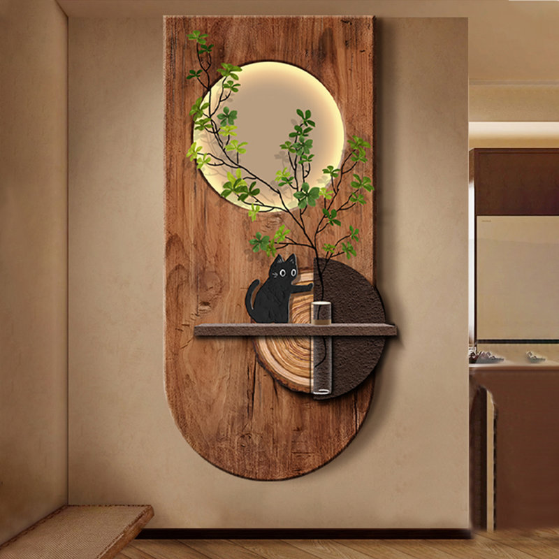Brun, café, demi-cercle en verre, art mural en bois massif