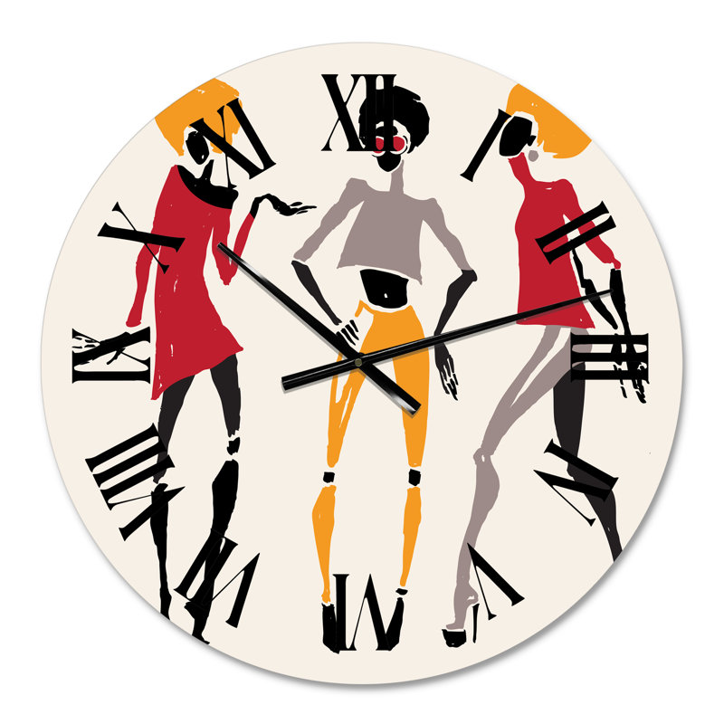 Silhouettes de femmes afro-américaines I - horloge murale moderne, Moyen