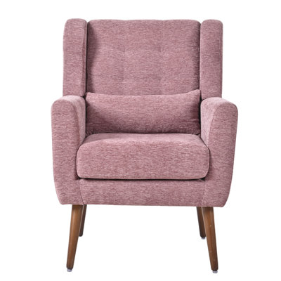Ergonomic Purple Living Room Armchair For Gaming, Mid Century Lounge Chair, Chenille Upholstery, Wood Frame, 18.90" Seat Width, 19.69" Depth Chair Dining And Office, Comfort, Throw Pillow, Chenille,