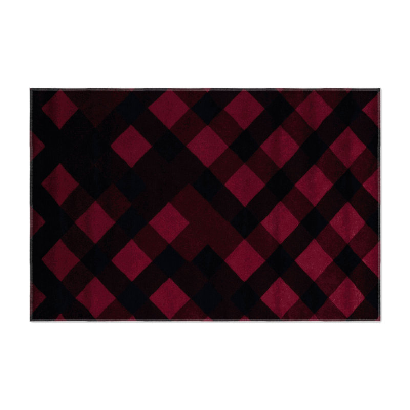 Tapis d'intérieur et d'extérieur à carreaux rouge, Rectangle 9 pi x 12 pi