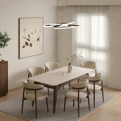 Modern Solid Waxwood & Slate Dining Table
