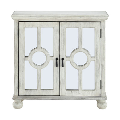 Commode décorative moderne et moderne en blanc antique avec porte miroir à finition classique et poignées décoratives