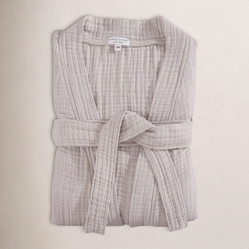 Kimono en mousseline de coton, L, Taupe