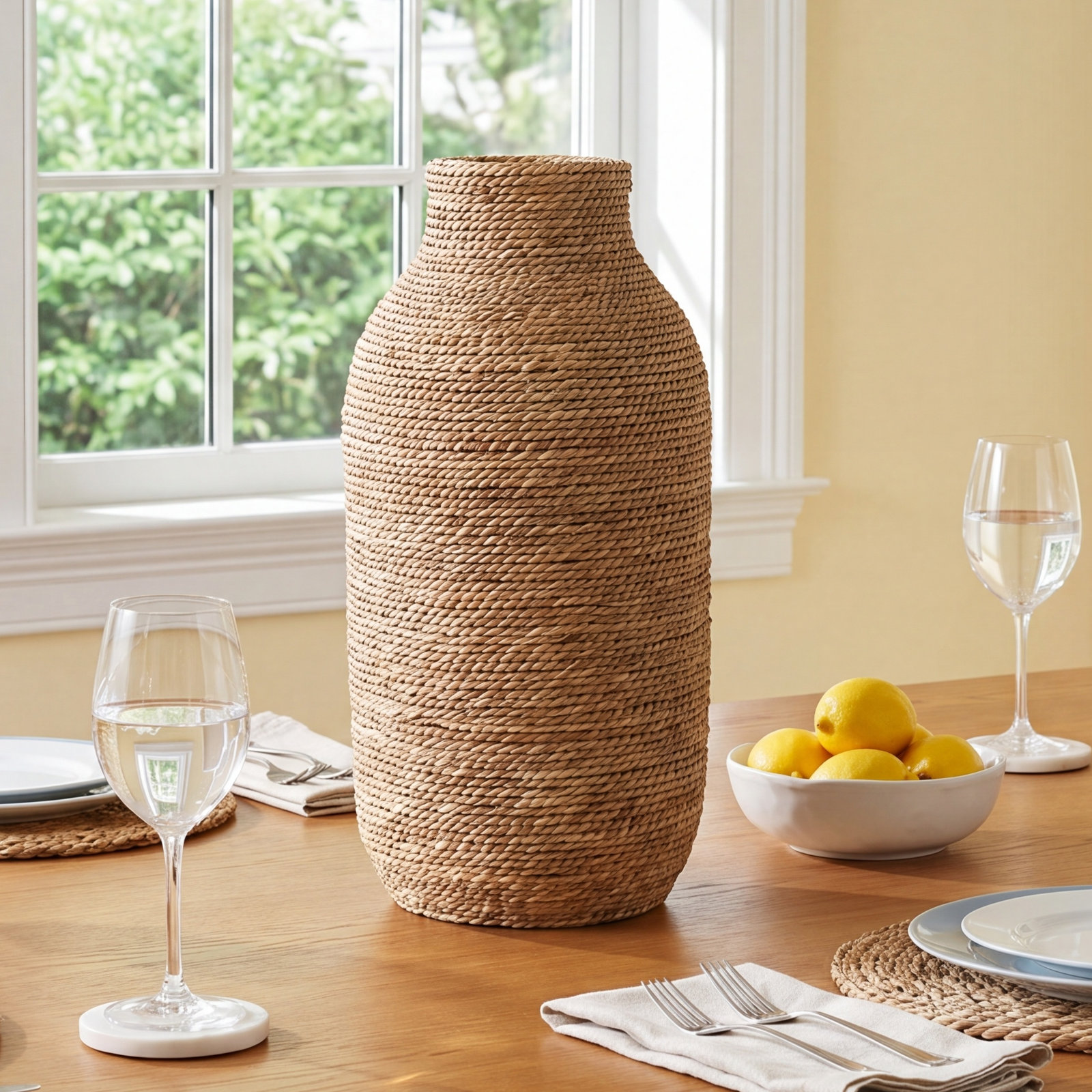 Fez Handmade Seagrass Table Vase, 19.05" H x 9.75" W x 9.75" D