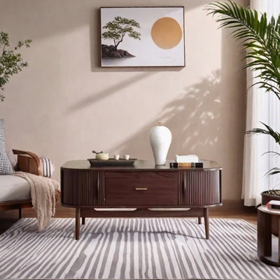 Solid wood coffee table with retro design