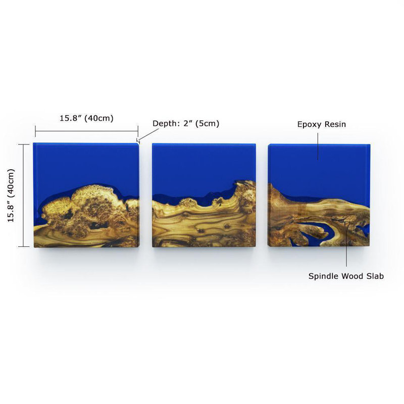Luxury Handmade Solid Wood Wall Decor, Blue