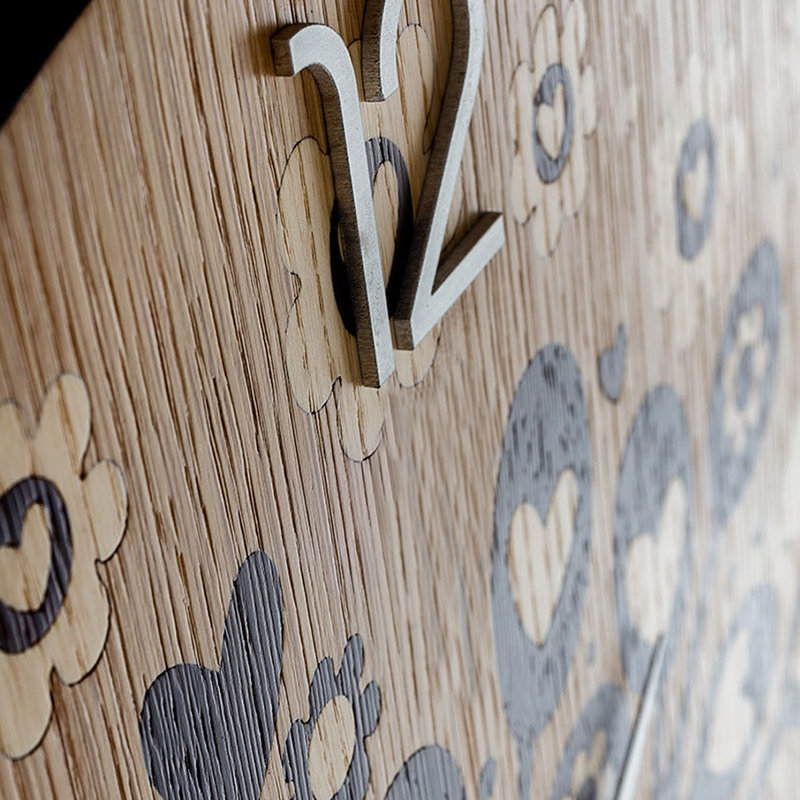 Dolcevita Wall Clock, 40cm H x 40cm W x 3cm D, Oak/Dark Brown/Cream