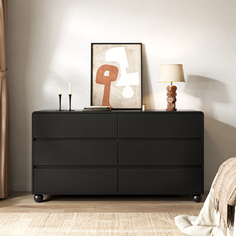 6-Drawer Dresser, 55.1"W, Black