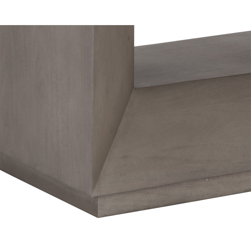 Gray Acacia Wood Geometric Nightstand with Drawer