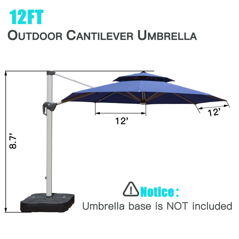 Parasol en porte-à-faux 137,8 po Jiaxian, Bleu marine