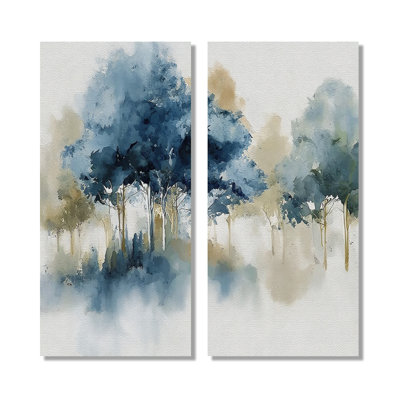 Bleu et gris, istanbul campagne, impression d'art sur toile campagne bleue, 2 pièces