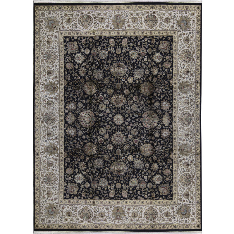 Tapis noir de haute qualité noué à la main