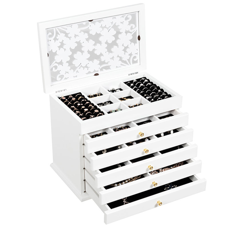 Jewellery Box + Drawers, White