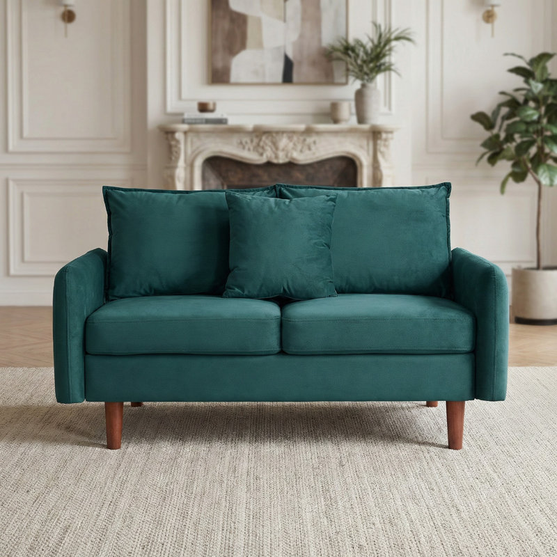 Causeuse à accoudoirs arrondis 56,5 po Sofa, Cyan foncé
