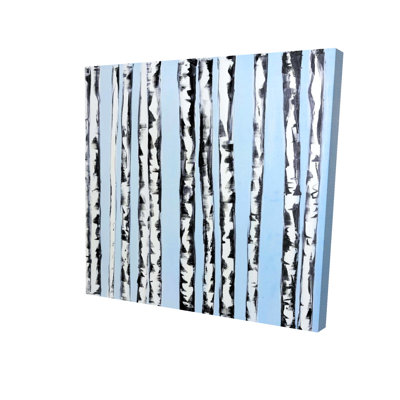 Birches On A Blue Background Print On Canvas