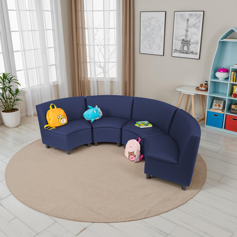 Kid Comfort Collective Modular Wedge Chairs, 4-Pack - Navy, Navy