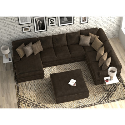 Canapé modulaire rembourré 4 pièces Blain comprenant 9 coussins décoratifs et 1 repose-pieds cocktail