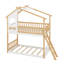 Lit superposé simple au-dessus d'un lit simple en bois avec toit, fenêtre et échelle