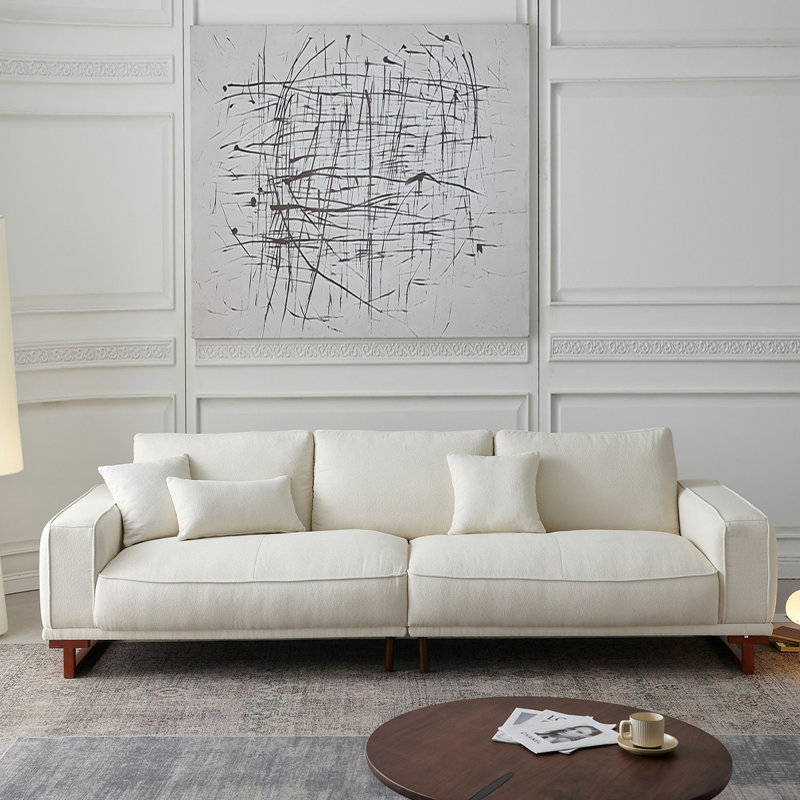 Canapé modulaire blanc en coton et lin, L 113,39 po