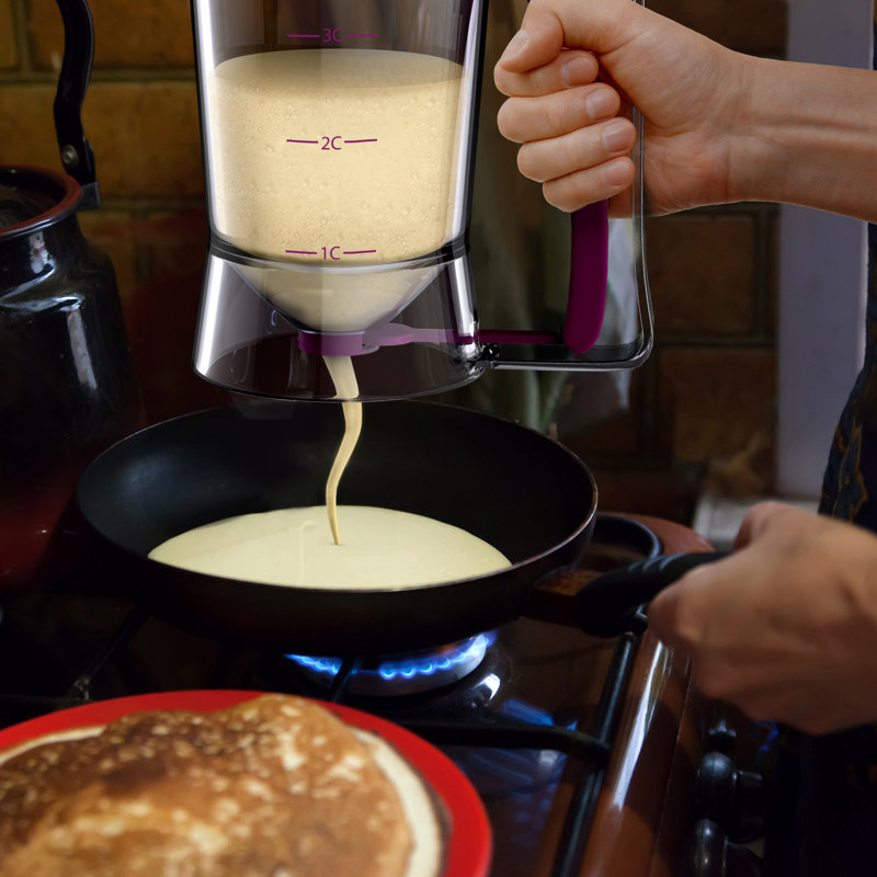 Distributeur de pâte à crêpes - Distributeur de pâte avec poignée pour gaufres, muffins et crêpes - Gadgets de cuisine pour la cuisson (mauve)