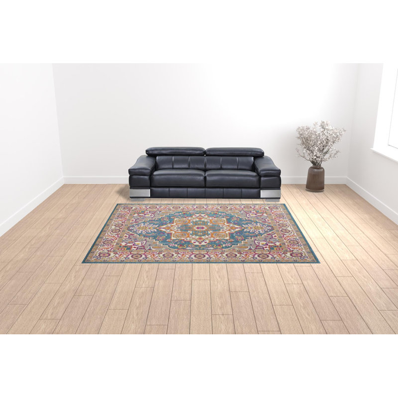 Tapis floral tissé à la machine 9 pi x 12 pi