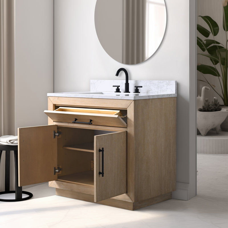 Ensemble de meuble-lavabo 36 po, Blanc, Blé clair