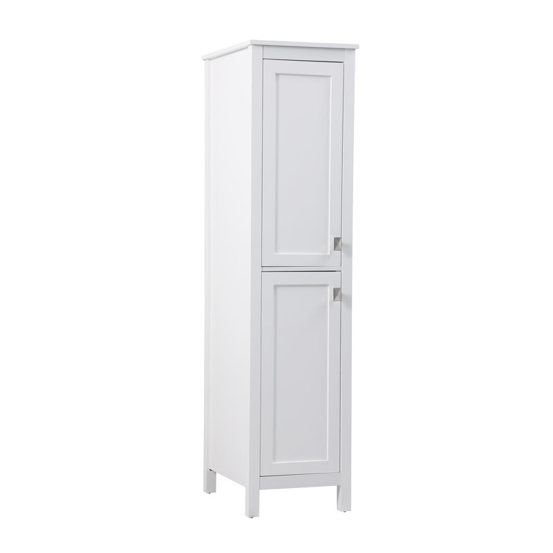 Destinymarie Linen Cabinet, White/Brushed Nickel, 65"H x 16"W x 22"D